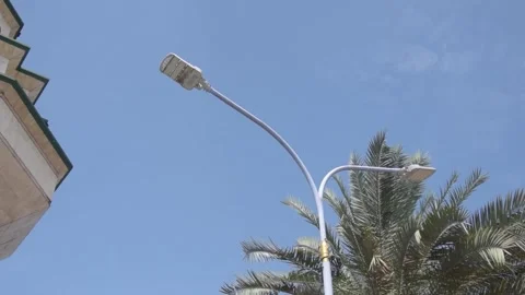 Condition of street lighting as seen during the day Stock Footage 283186010
