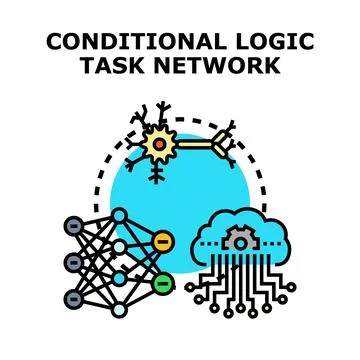 Conditional logic task network concept for ai programming Illustrazione stock