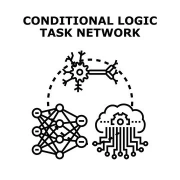 Conditional logic task network concept for ai programming 库存插图