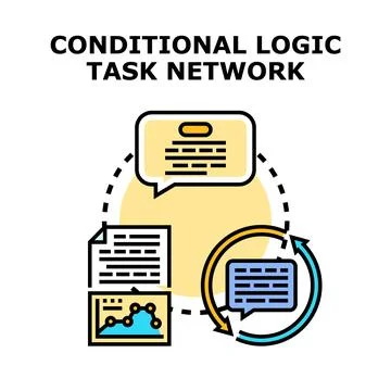 Conditional logic task network developing system Stock Illustration