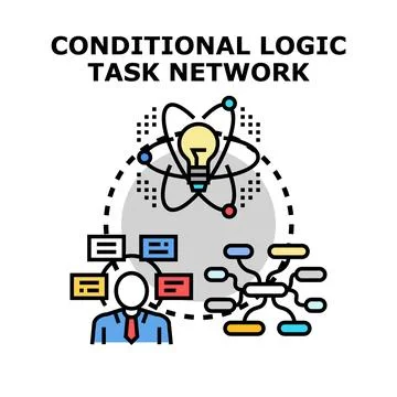 Conditional logic task network diagramming process Stock Illustration