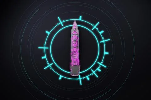 Conditional warship with highlighted details Stock Illustration