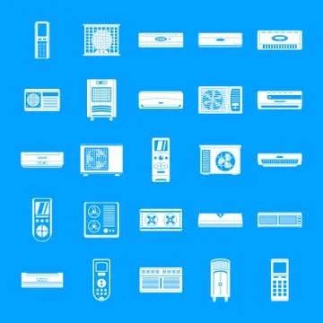 Conditioner air filter icons set, simple style 库存插图