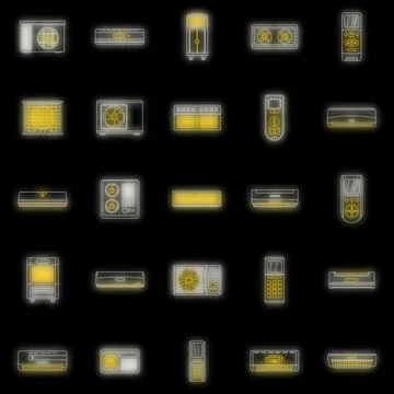Conditioner air filter icons set vector neon Stockillustratie