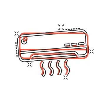 Conditioner icon in comic style. Cooler cartoon vector illustration on white  Illustrazione stock
