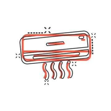 Conditioner icon in comic style. Cooler cartoon vector illustration on white  Stockillustratie