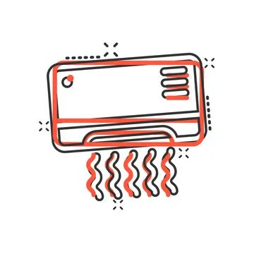 Conditioner icon in comic style. Cooler cartoon vector illustration on white  Stockillustratie
