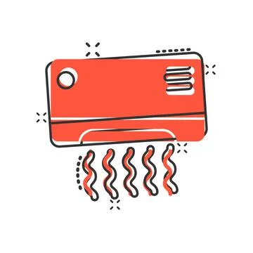 Conditioner icon in comic style. Cooler cartoon vector illustration on white  Illustrazione stock