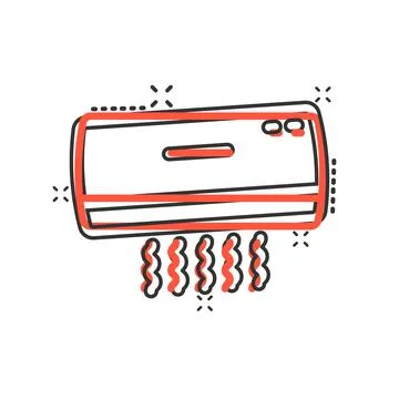 Conditioner icon in comic style. Cooler cartoon vector illustration on white  Illustrazione stock