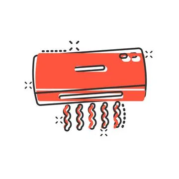 Conditioner icon in comic style. Cooler cartoon vector illustration on white  Illustrazione stock