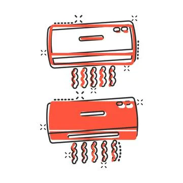 Conditioner icon in comic style. Cooler cartoon vector illustration on white  Illustrazione stock
