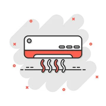 Conditioner icon in comic style. Cooler cartoon vector illustration on white  Illustrazione stock