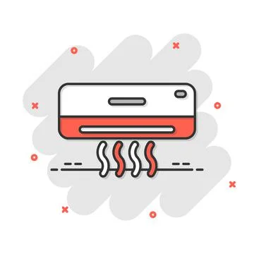 Conditioner icon in comic style. Cooler cartoon vector illustration on white  Illustrazione stock