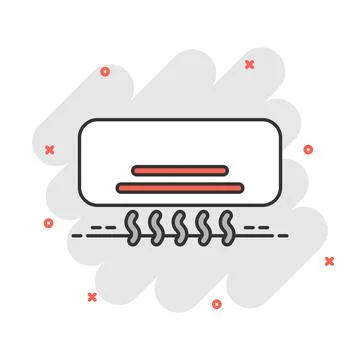 Conditioner icon in comic style. Cooler cartoon vector illustration on white  Illustrazione stock