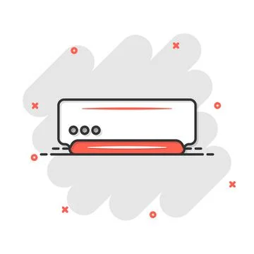 Conditioner icon in comic style. Cooler cartoon vector illustration on white  Illustrazione stock