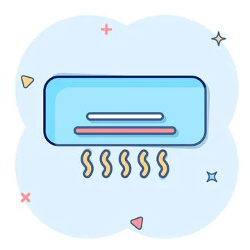 Conditioner icon in comic style. Cooler cartoon vector illustration on white  Illustrazione stock
