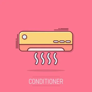 Conditioner icon in comic style. Cooler cartoon vector illustration on isol.. Illustrazione stock