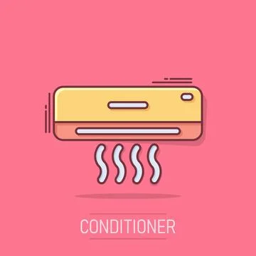 Conditioner icon in comic style. Cooler cartoon vector illustration on isol.. Stockillustratie