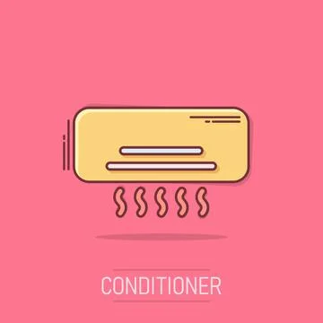 Conditioner icon in comic style. Cooler cartoon vector illustration on isol.. Illustrazione stock