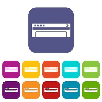 Conditioner icons set flat Illustrazione stock