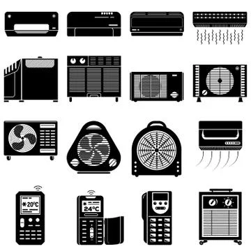 Conditioner icons set, simple style Stock Illustration