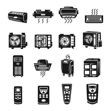 Conditioner icons set, simple style 库存插图