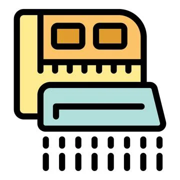 Conditioner installing with mounting plate icon. Outline style Stock Illustration