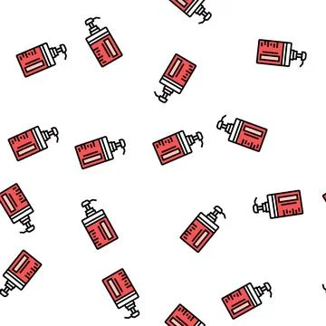 Conditioner keratin bottle with pump vector seamless pattern Stock Illustration