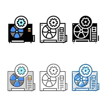Conditioner multipack block working process color icon vector Illustrazione stock