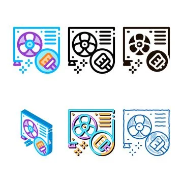 Conditioner repair cleaning vector thin forms line icon Stock Illustration