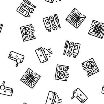 Conditioner Repair Vector Seamless Pattern Stock Illustration