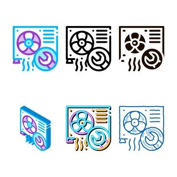 Conditioner system repair vector thin line designs icon Stock Illustration