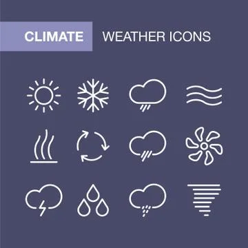 Conditioning icons set for simple flat style weather ui design Stock Illustration
