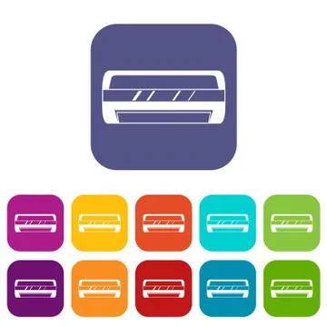 Conditioning split system icons set flat Illustrazione stock