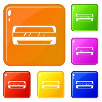 Conditioning split system icons set vector color Stock Illustration