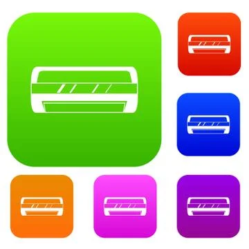 Conditioning split system set color collection Illustrazione stock