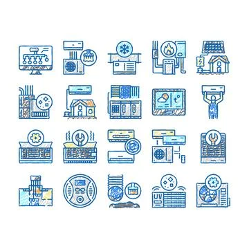 Conditioning System Electronics Icons hand drawn Stock Illustration