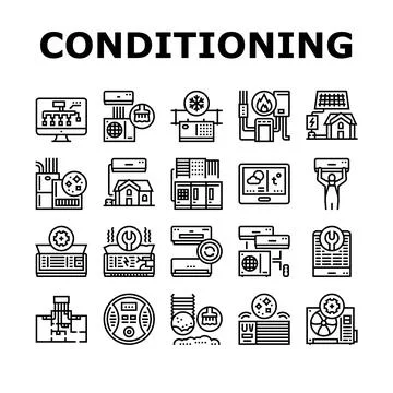 Conditioning System Electronics Icons Set Vector Illustrazione stock