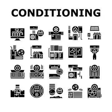 Conditioning System Electronics Icons Set Vector Illustrazione stock