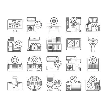 Conditioning System Electronics Icons Set Vector . イラスト素材