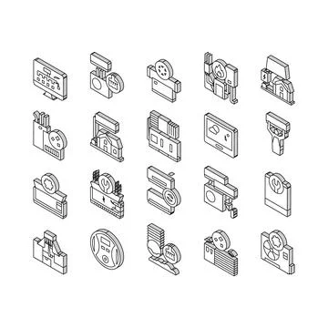 Conditioning System Electronics isometric icons set vector Stock Illustration