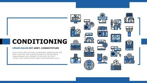 Conditioning System Electronics Landing Header Vector Stock Illustration