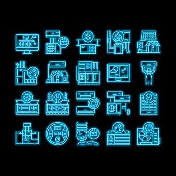 Conditioning System Electronics neon glow icon illustration イラスト素材