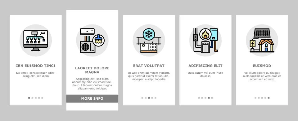 Conditioning System Electronics Onboarding Icons Set Vector イラスト素材