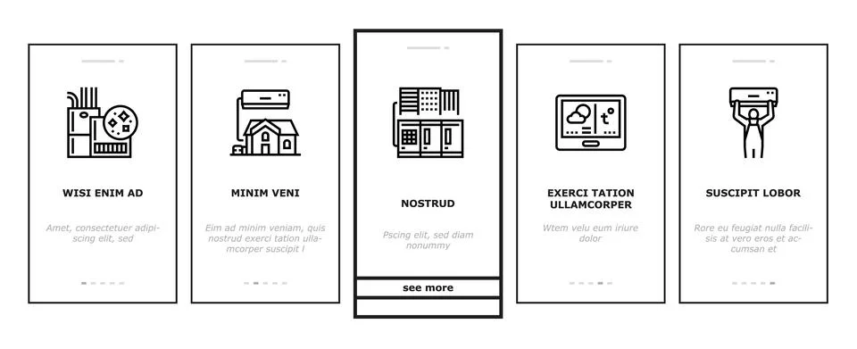 Conditioning System Electronics Onboarding Icons Set Vector Stock Illustration