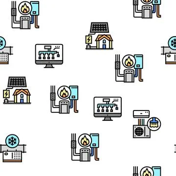 Conditioning System Electronics Vector Seamless Pattern Stock Illustration