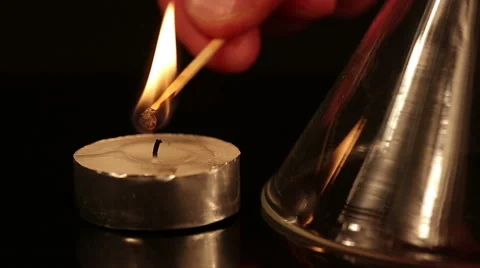 Conditions for combustion. Burning wick is extinguished without access of air Stock Footage 68206976