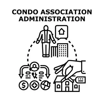 Condo association administration managing property and residents Stock Illustration