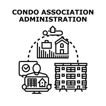 Condo association administration managing property and community Stock Illustration