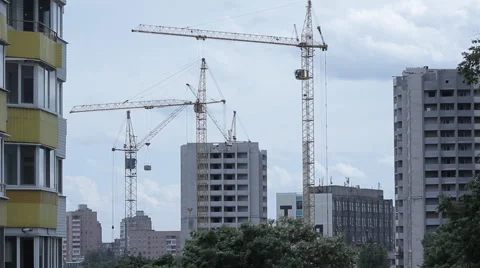 Condo building crane Stock Footage 63379579